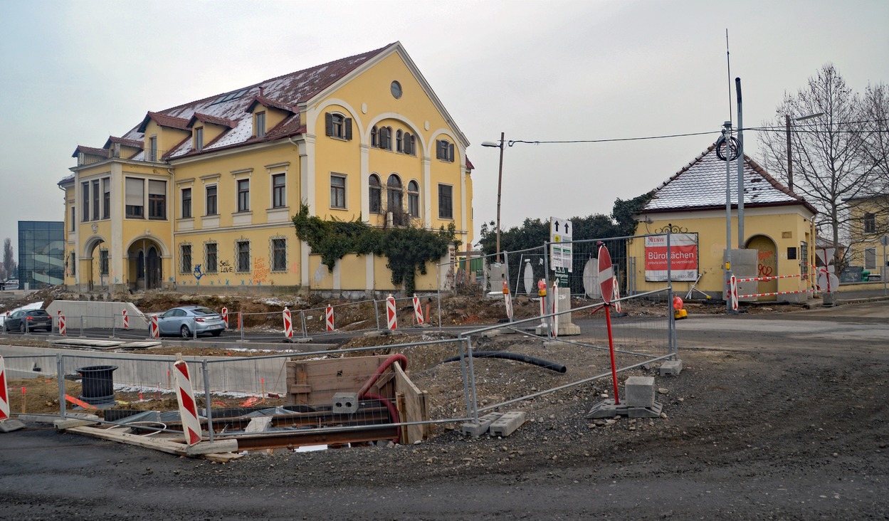Strab-Baustelle Graz Alte-Post-Straße