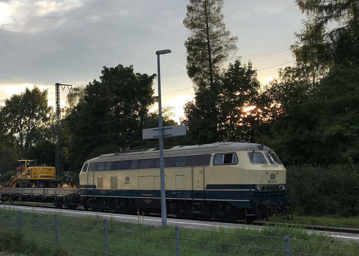 Dieselgewitter am Bahnhof Bad Reichenhall - V100 und BR218 im Bauzugeinsatz